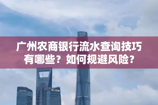 广州农商银行流水查询技巧有哪些?如何规避风险?
